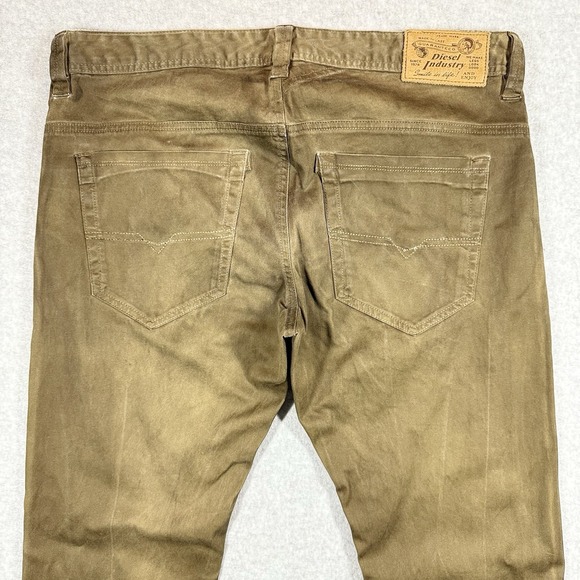Diesel Thavar-A Pants Mens 33x34 Brown Chino Style Stretch Button Fly - Picture 5 of 13